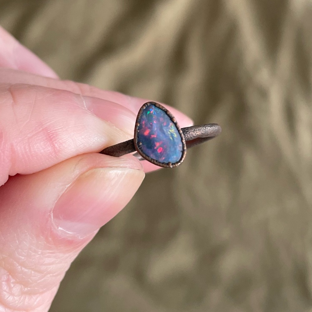 HAWKHOUSE opal and copper stacking ring